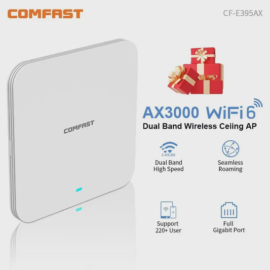 COMFAST WiFi6 Access Point AX3000 - Gigabit PoE, Dual-Band 2.4/5.8GHz, Roaming & Dekking