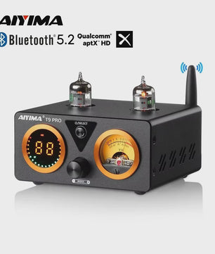 AIYIMA T9 PRO HiFi Bluetooth 5.2 Tube Versterker met VU Meter - 100W x 2 Stereo Audio Amp met USB DAC, COAX & OPT