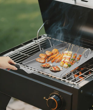 RVS Grillplaat 40x30cm - Heavy Duty BBQ Pan met 2 Spatels
