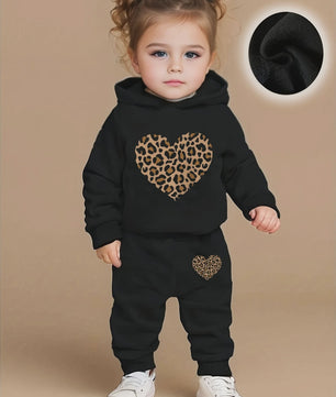Baby Meisjes Fleece Trainingspak met Luipaard Hart - Herfst/Winter