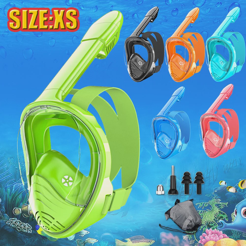 Kinder Volledig Gezicht Snorkelmasker met Camera Mount - Anti-Fog & Anti-Lek