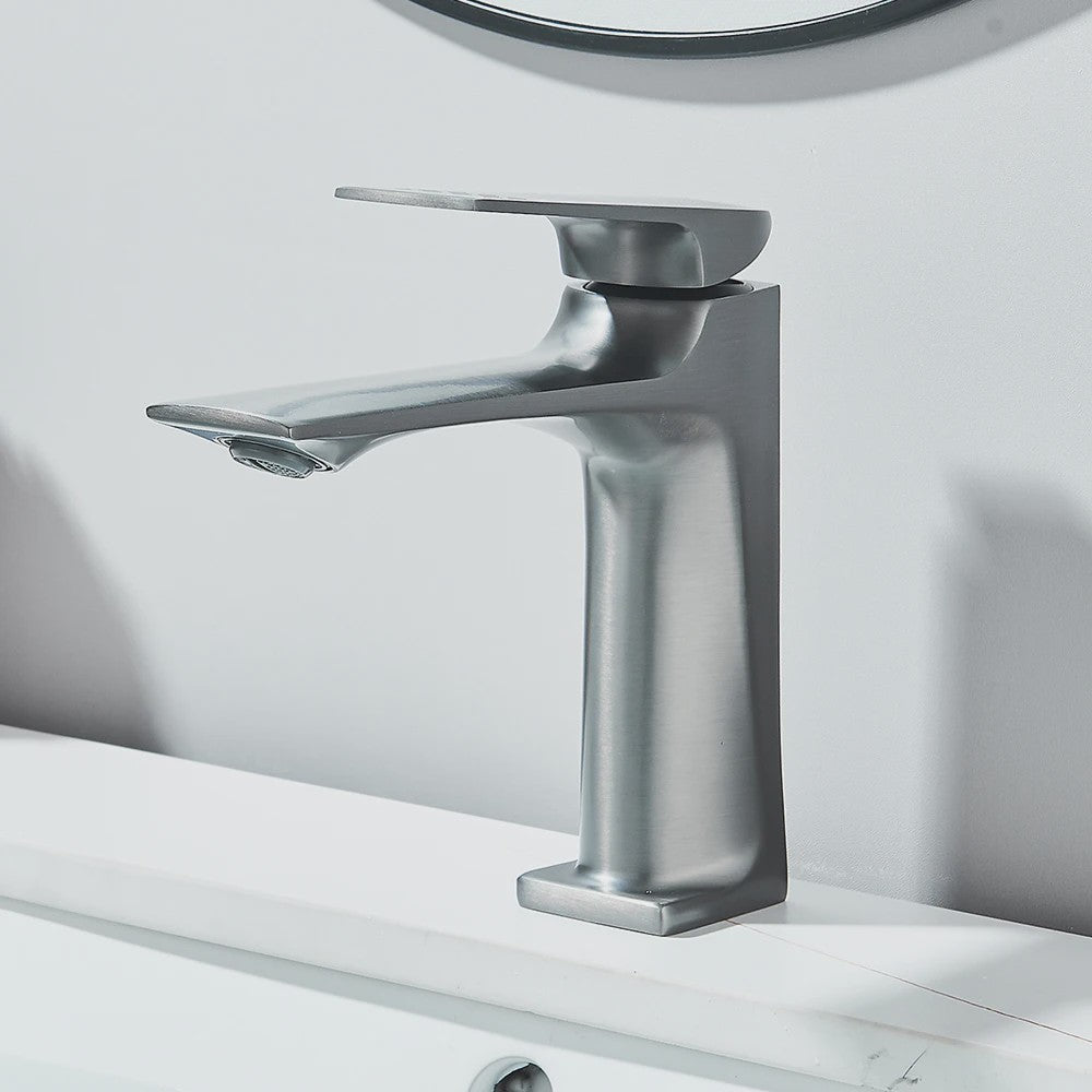 Moderne Wastafelkraan Messing - Enkel Hendel Mixer - Warm & Koud Water