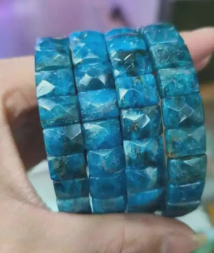 Natuurlijke Edelsteen Armband - Fluoriet & Citrien Vierkante Kralen