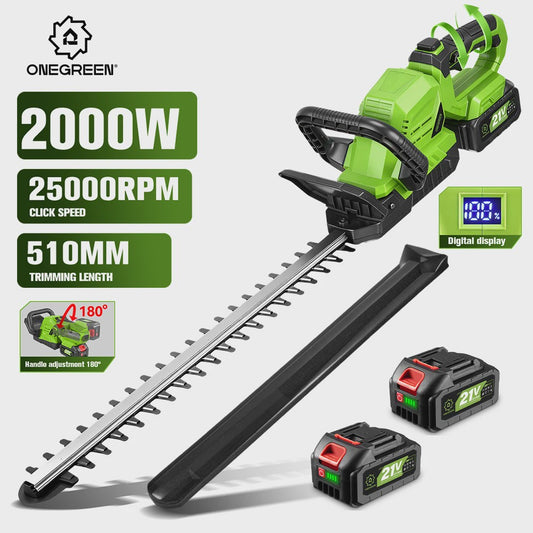 ONEGREEN 2000W Accu Heggenschaar - 510mm Snoeimes, 180° Verstelbaar, Makita 18V Compatibel