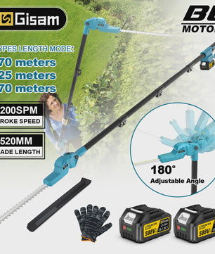 Gisam Telescopische Heggenschaar - Snoerloos, Borstelloos, 7200SPM, 52cm Mes, 18V Makita Accu Compatibel
