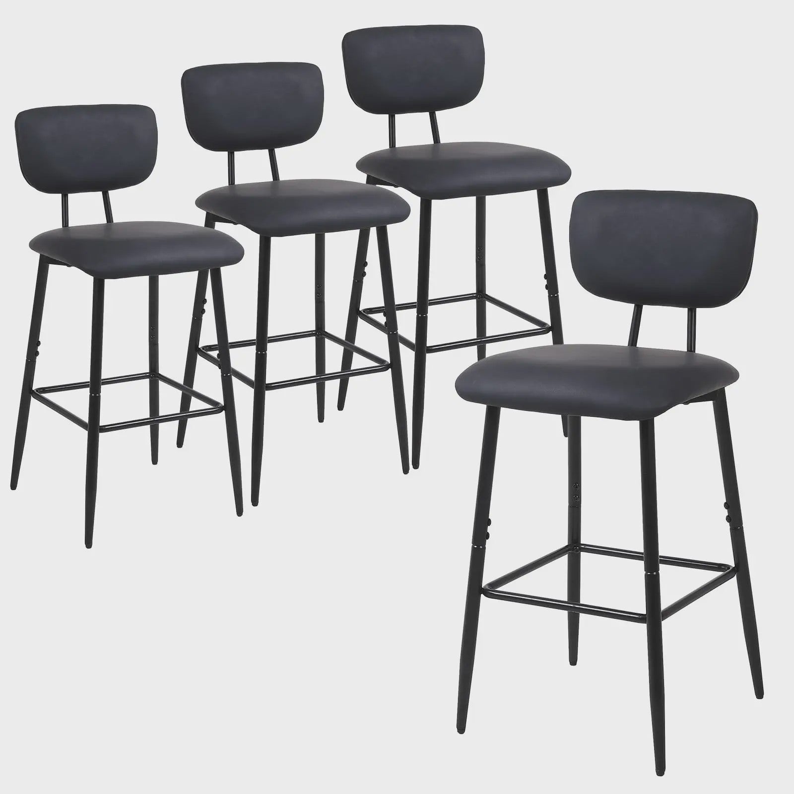 Set van 4 Luxe Barkrukken met Rugleuning - Keuken & Ontbijtbar Stoelen - Leerlook