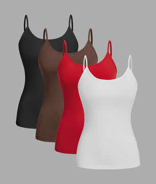 Set van 4 Dames Camisoles - Basic Tanktops Zomer Mouwloos