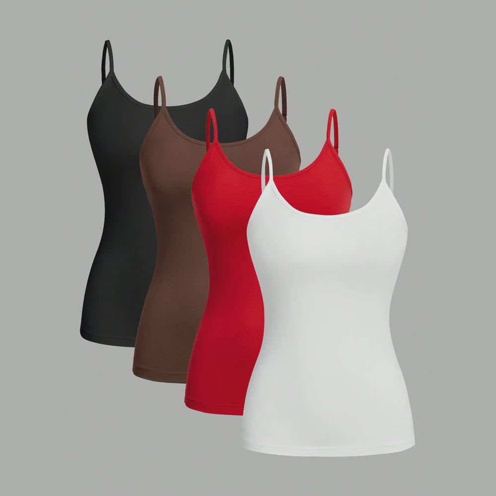Set van 4 Dames Camisoles - Basic Tanktops Zomer Mouwloos