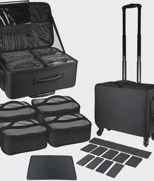 Professionele Make-up Koffer met Wieltjes en Uitschuifbare Handgreep - Grote Capaciteit