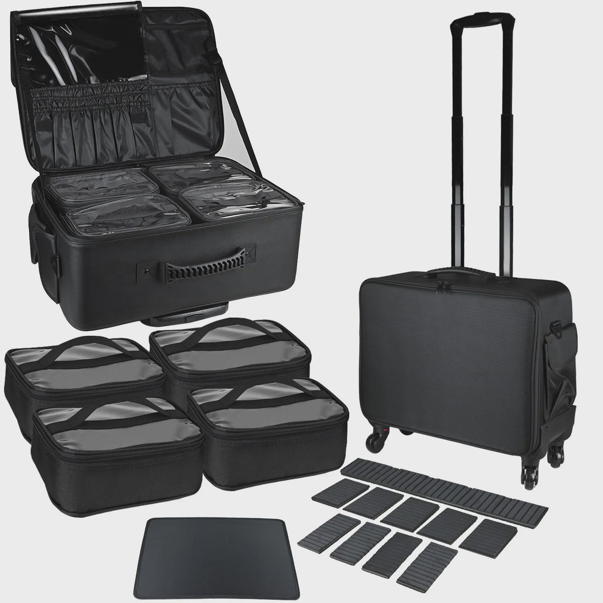 Professionele Make-up Koffer met Wieltjes en Uitschuifbare Handgreep - Grote Capaciteit