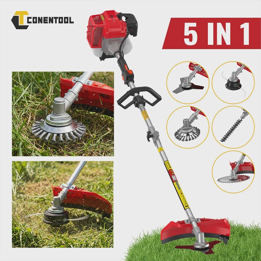 Conentool 5-in-1 Benzine Bosmaaier 52CC 11000 RPM - Grasmaaier, Heggenschaar, Kettingzaag