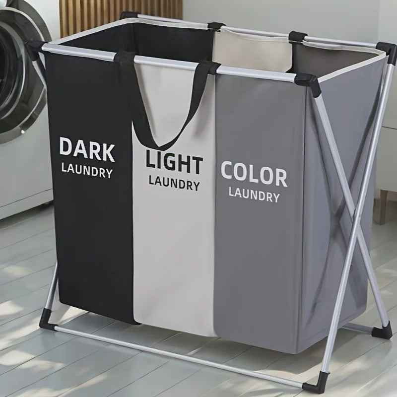 Grote 3-vaks Wasmand Organizer - Sorteer Donker, Licht en Kleur Wasgoed