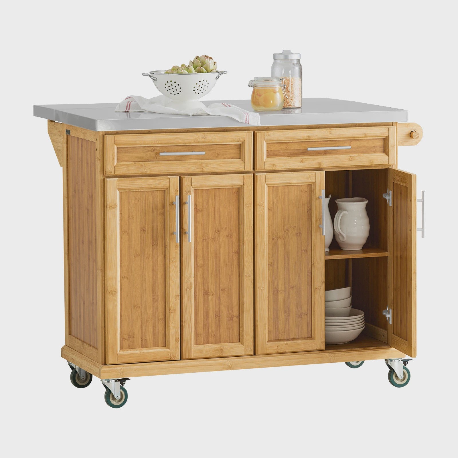 SoBuy Keuken Eiland Trolley FKW69-N met Uitschuifbaar Werkblad & Opslag