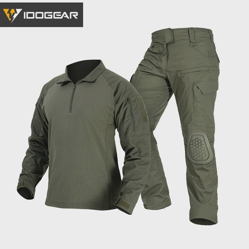 IDOGEAR G4 Tactisch Uniform Shirt & Broek met Kniebeschermers - Heren BDU Trainingskleding