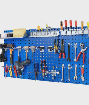 Blauwe Gereedschapswand met 3 Pegboards en 28 Delige Accessoireset - Geperforeerd Ophangsysteem