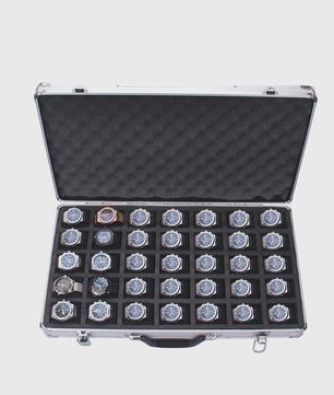 Luxe Aluminium Horloge Koffer met 35 Vakken - Draagbare Opbergdoos voor Horloges en Sieraden