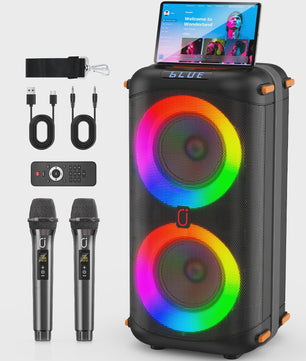 Draagbare Karaoke Machine met Bluetooth 5.3, PA Systeem, LED Verlichting & Echo