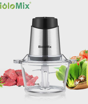 BioloMix 1.8L Glazen Foodprocessor & Gehaktmolen - Krachtig, Dubbele Snelheid