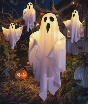 Halloween Hangende Spook met LED Verlichting - Spookachtige Decoratie voor Binnen en Buiten