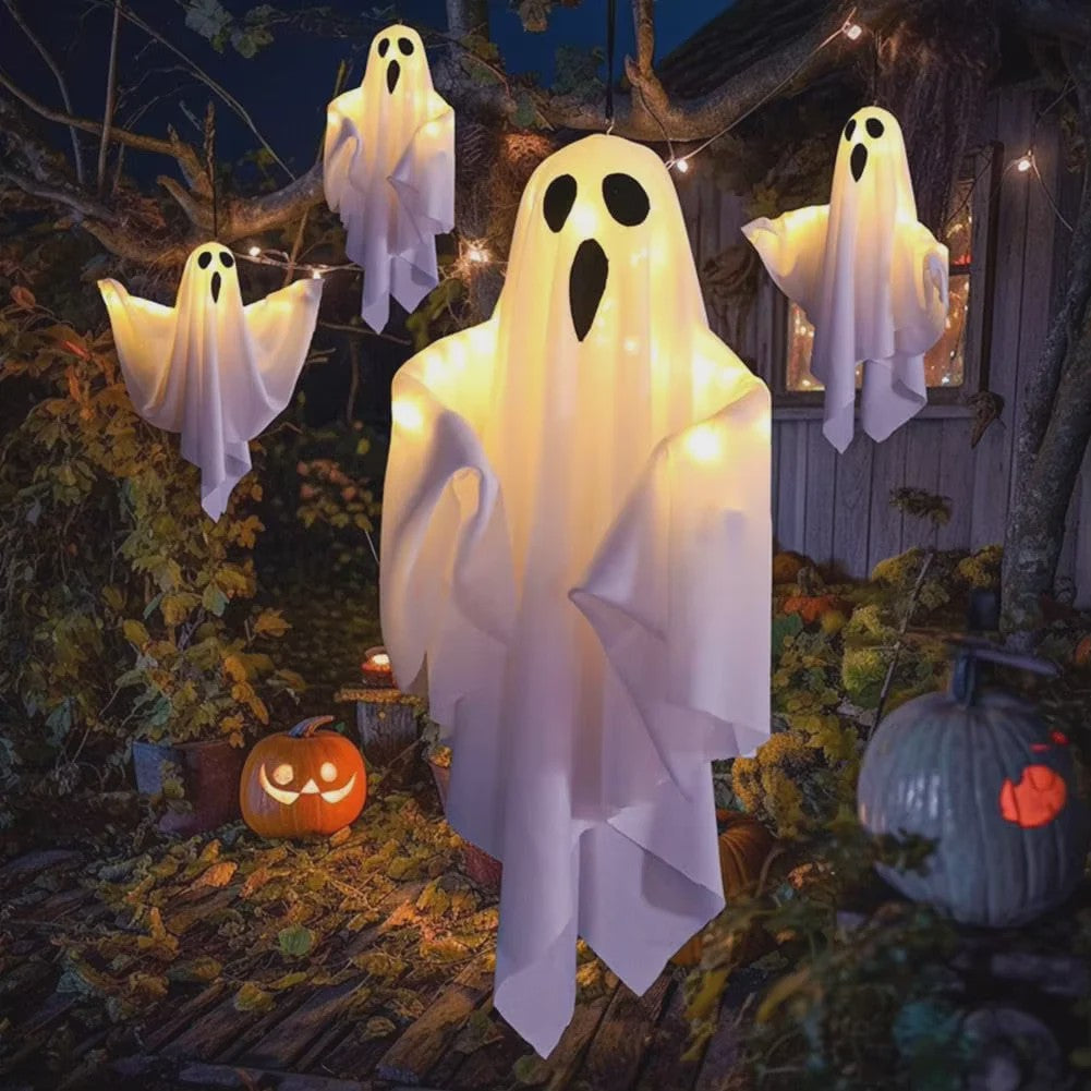 Halloween Hangende Spook met LED Verlichting - Spookachtige Decoratie voor Binnen en Buiten