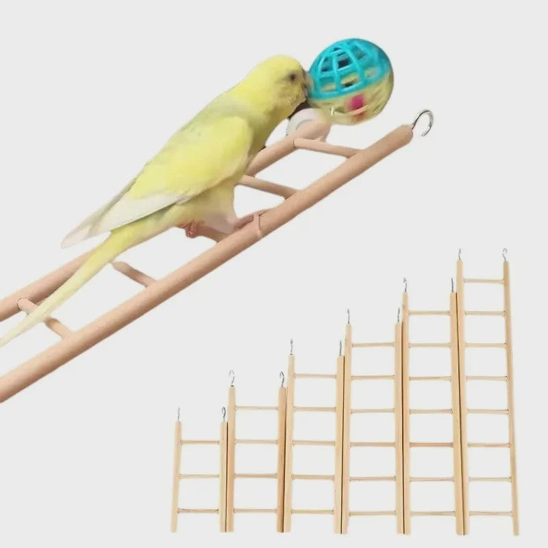 Natuurlijke Houten Klimladder Speelgoed voor Vogels en Hamsters - Veilig & Duurzaam