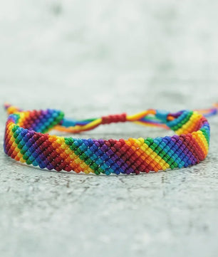 Fashion LGBT Bracelet Men Women Rainbow Rope Braclets Handmade Woven Strings Ethnic Brass Jewelry Bestie Gift Adjustable