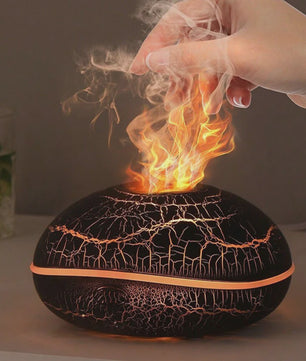 Vlam Luchtbevochtiger met Aroma Diffuser en Kleurrijk Nachtlampje