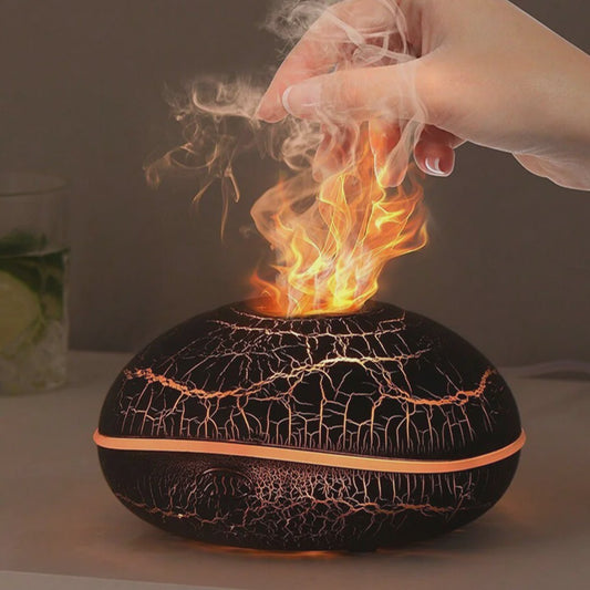 Vlam Luchtbevochtiger met Aroma Diffuser en Kleurrijk Nachtlampje