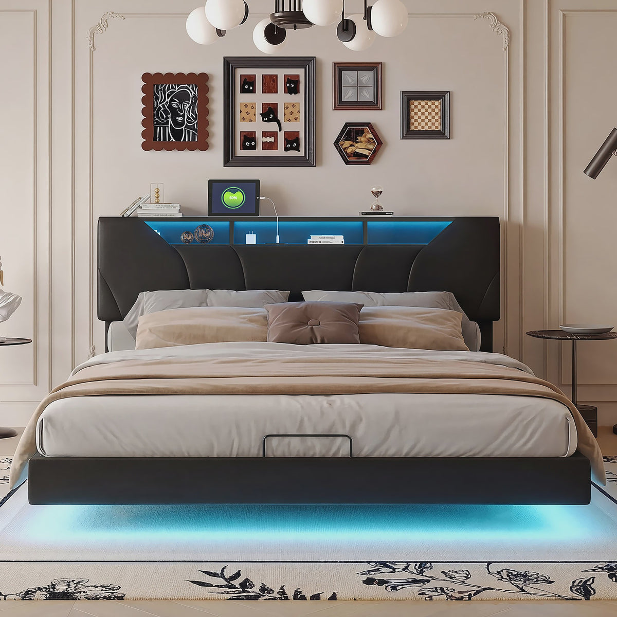 Anajqaqia Gestoffeerd Bed 140x200cm met Verstelbaar Hoofdbord en Opbergruimte