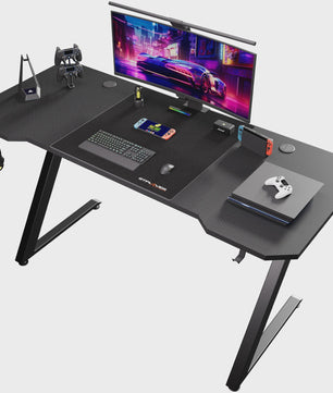 GTPLAYER Gaming Bureau 120x60cm met LED Verlichting, Ingebouwde Socket en USB-poorten