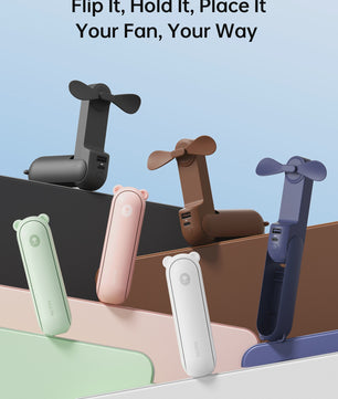 JISULIFE Draagbare Mini Ventilator: 3-in-1 USB Oplaadbaar met Powerbank & Zaklamp (4500mAh)