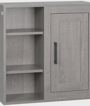 Kleankin Wandkast Badkamer met 3 Open Planken en 1 Deur - 48x20x50 cm