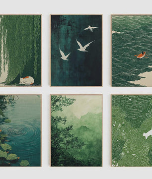 Japanse Zen Wanddecoratie: Canvas Print met Koi Vissen, Kraanvogels en Watergolven