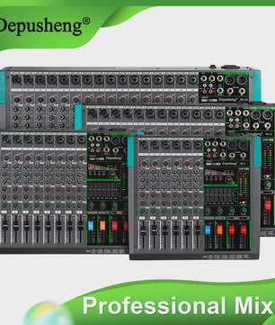 Depusheng Professionele Audio Mixer Console - 6/8/12/16 Kanalen DJ Sound Mixer met Digitale Effecten & USB