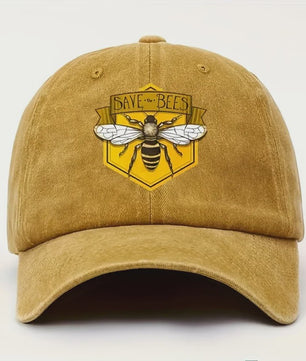 Bee Print Baseball Cap - Verstelbare Casual Pet voor Heren & Dames met Zonbescherming