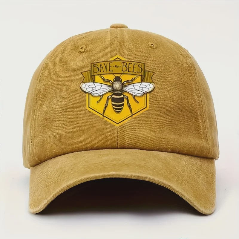 Bee Print Baseball Cap - Verstelbare Casual Pet voor Heren & Dames met Zonbescherming