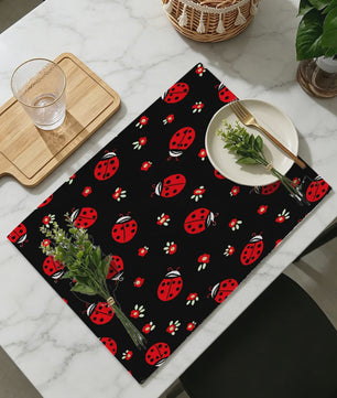 Vrolijke Placemats met Lieveheersbeestjes - Zwart, 30x40cm