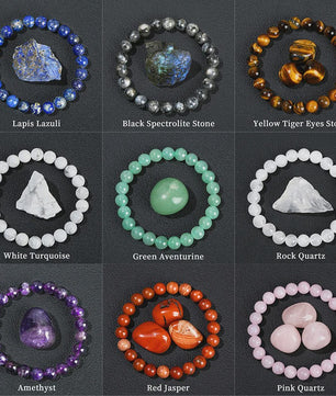 Natuurstenen Kralen Armband - Lapis Lazuli, Amethist, Rozenkwarts & meer