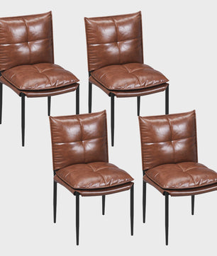 Set van 4 Eetkamerstoelen - Kunstleer, Metalen Poten & Ergonomisch Ontwerp