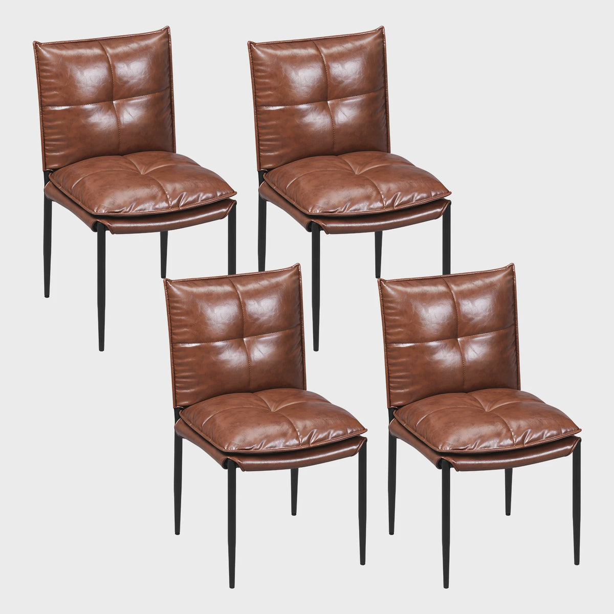 Set van 4 Eetkamerstoelen - Kunstleer, Metalen Poten & Ergonomisch Ontwerp