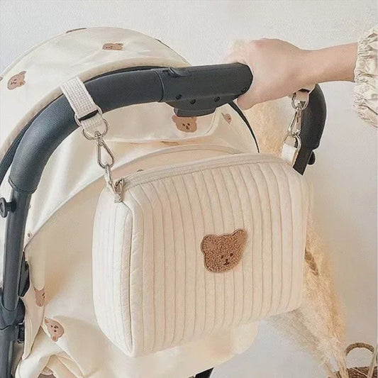 Quilted Luiertas Organizer met Borduring - Baby Verzorgingstas voor Kinderwagen