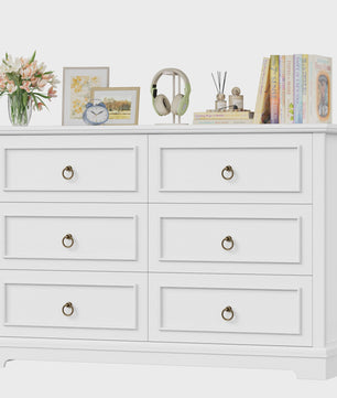 Stijlvolle Ladekast met 6 Lades - 120cm Breed - Houtnerf - Sideboard Kast voor Slaapkamer & Woonkamer