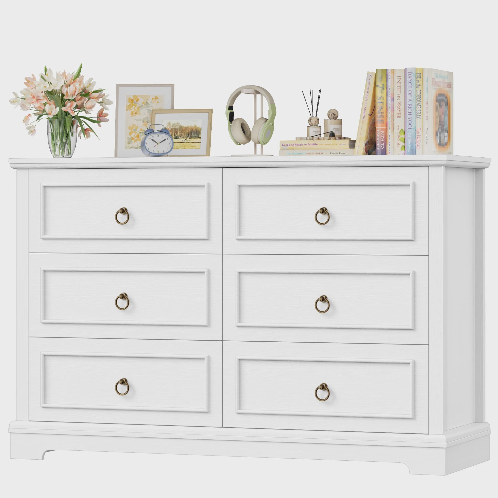 Stijlvolle Ladekast met 6 Lades - 120cm Breed - Houtnerf - Sideboard Kast voor Slaapkamer & Woonkamer