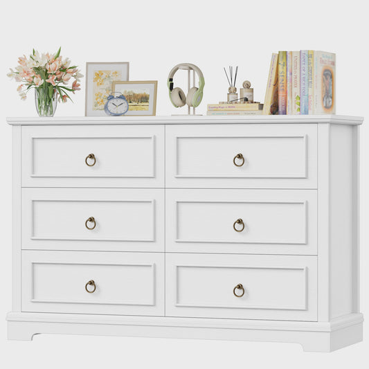 Stijlvolle Ladekast met 6 Lades - 120cm Breed - Houtnerf - Sideboard Kast voor Slaapkamer & Woonkamer