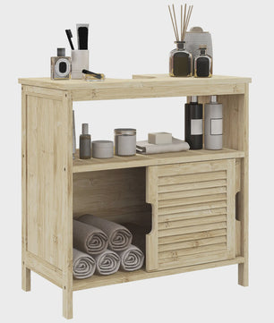 Bamboe Onderbouw Kast Badkamer - 60x30x60 cm - Natuurlijk Hout
