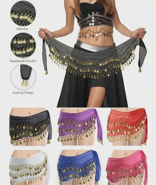Buikdans Heupsjaal met Munten - Chiffon Rok voor Dans en Yoga