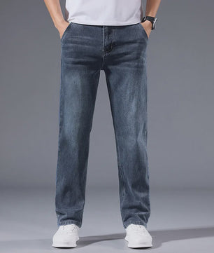 Herfst/Winter Heren Jeans: Losse Pasvorm Rechte Pijpen met Retro Washed Look & Fleece Voering