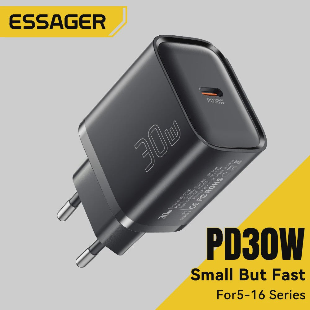 Essager Mini 30W Snellader Type C PD QC3.0 voor iPhone, Samsung, iPad