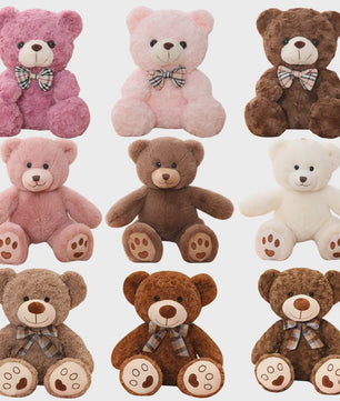 Kawaii Teddybeer Pluche Kussen met Strik - 25/35cm