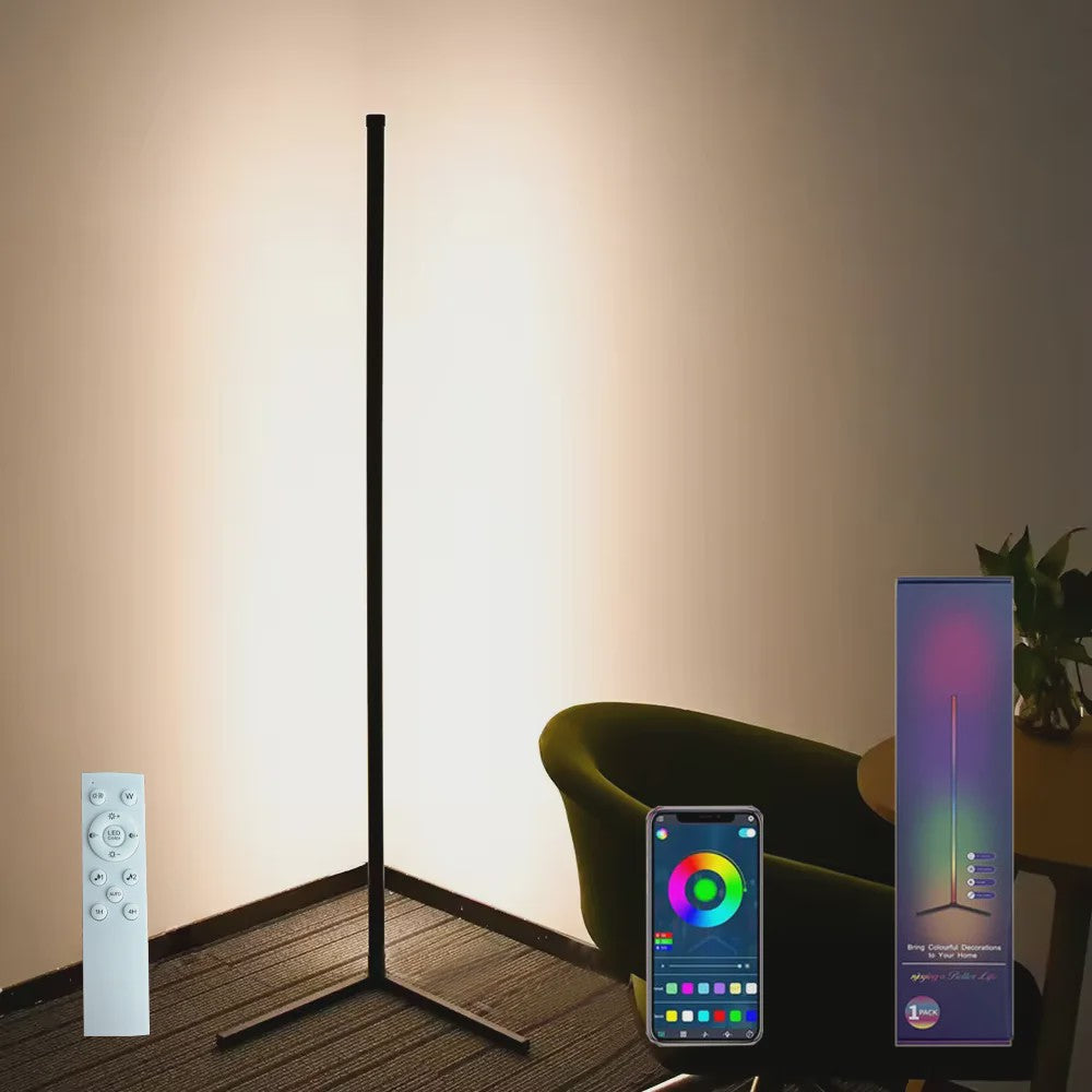 Moderne RGB LED Hoeklamp met Muziek Sync & 16 Miljoen Kleuren - Slim & Sfeervol